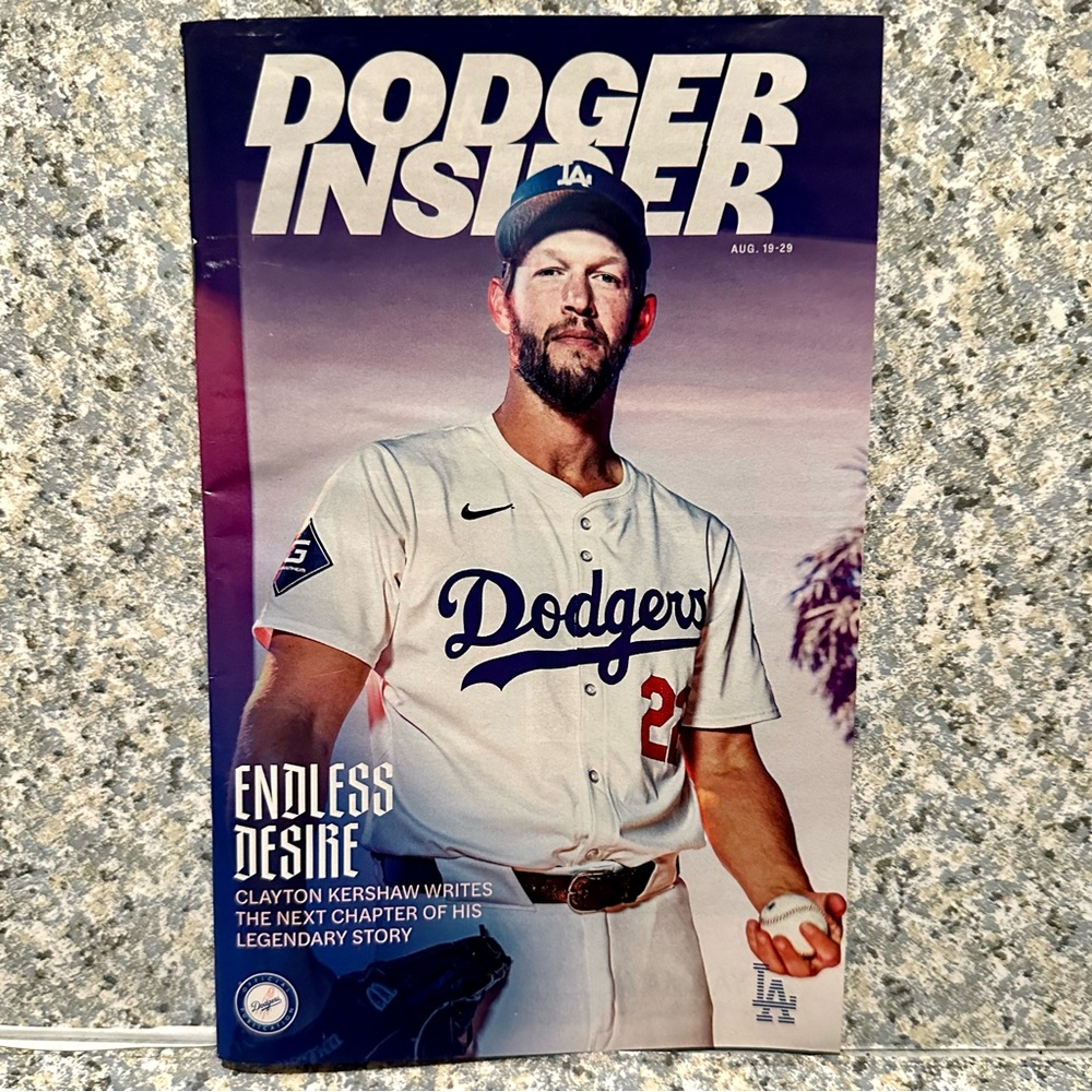 2024 LA Dodgers Insider Magazine August 19 2024 Original Clayton Kershaw Cover